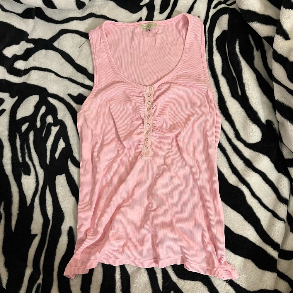 Y2K denim & blues baby pink tank top